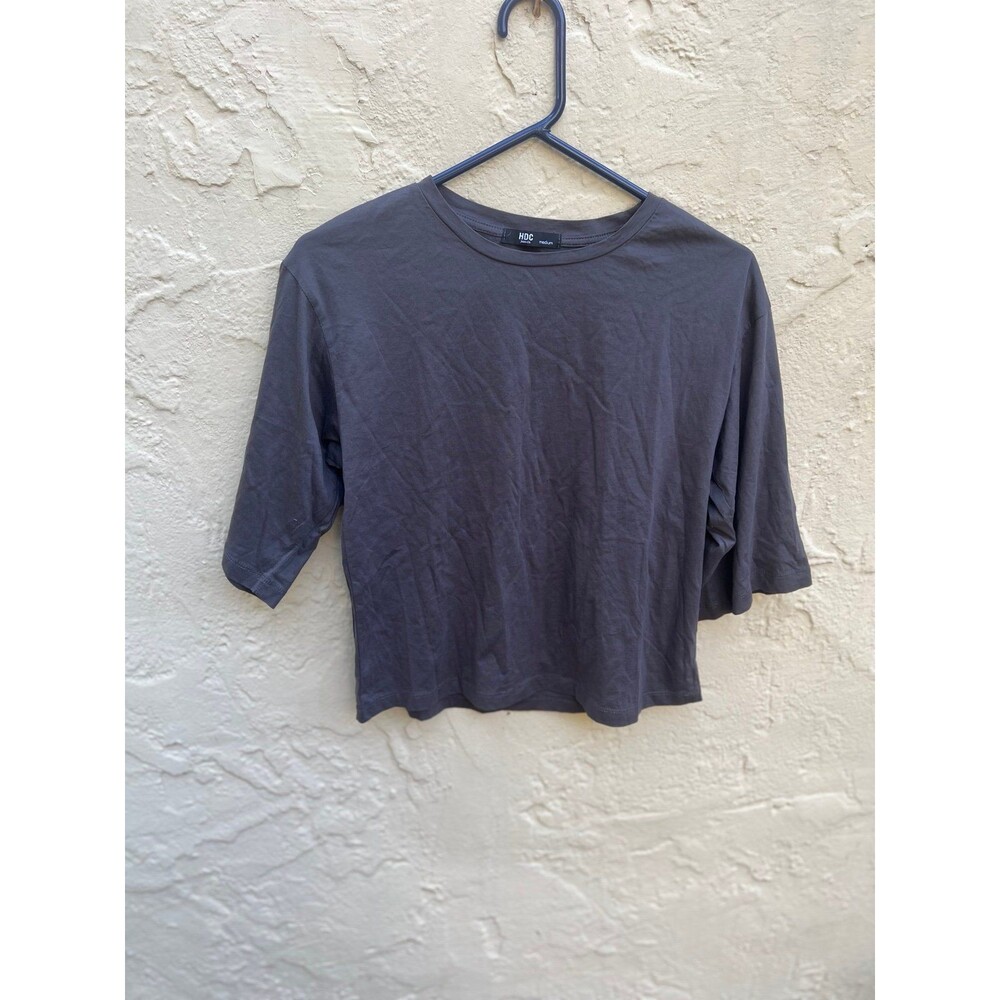 Tee HDC Charcoal Gray Boxy Cropped T-Shirt - Size Medium - Loose Half Sleeve